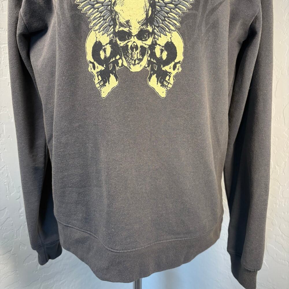 Def Leppard Official Licensed Sweatshirt Skull Wings Graphic Charcoal Rock Band - Picture 5 of 11